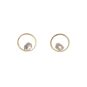 Nest Hoop Earring / 14k Yellow Gold + Lagniappe Pearl