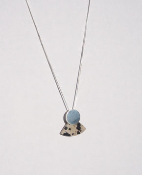 dalmatian jasper silver hand cut stone necklace