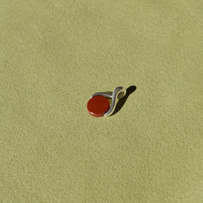The Wishbone / Sterling Silver + Red Jasper
