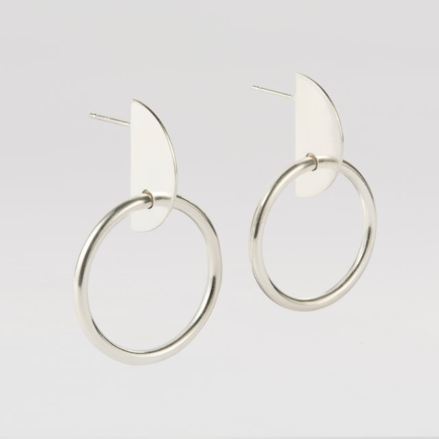 sterling silver geometric stud hoops