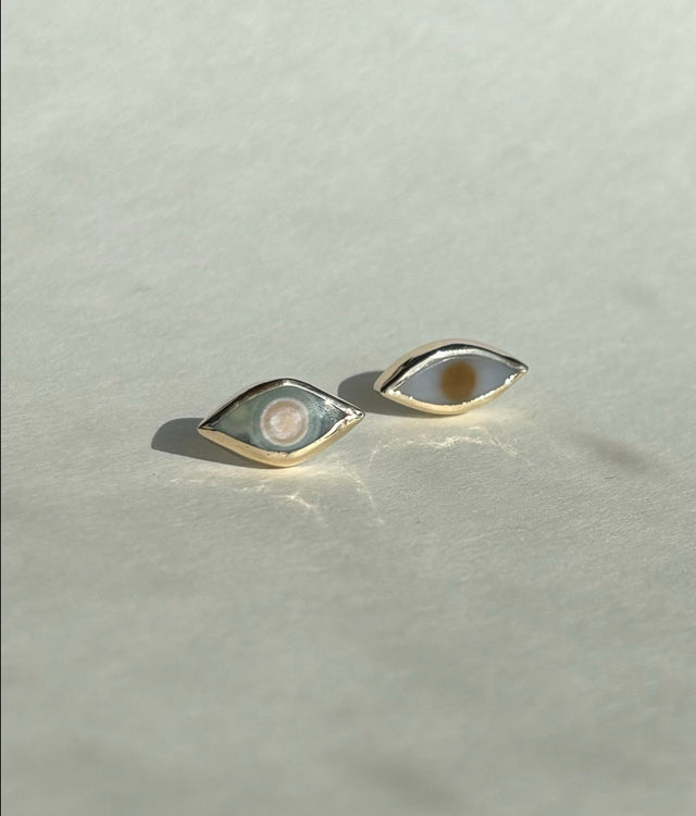 The Seeing Stone Single Stud / 14k Gold + Ocean Jasper