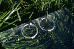 Slice Earring Sterling silver geometric hoop