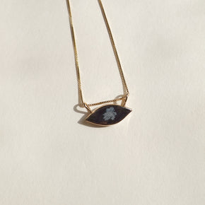 The Seeing Stone Necklace / 14k Gold + Snowflake Obsidian