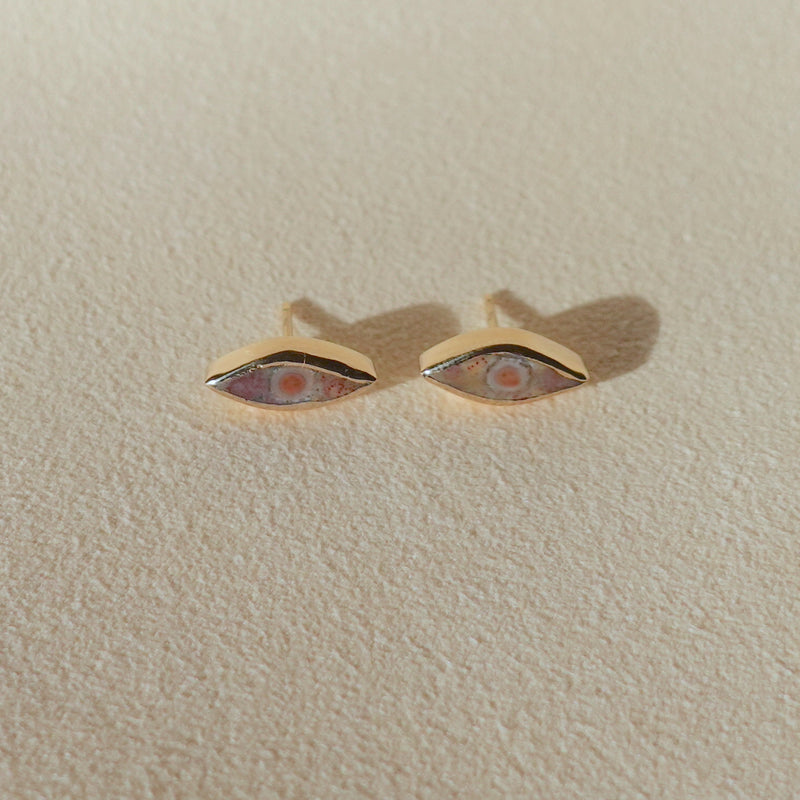 The Seeing Stone Stud Earrings / 14k Gold + Unicorn Jasper