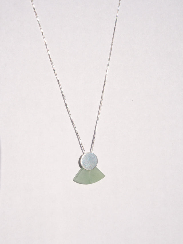 green stone necklace with sterling silver and aventurine green quartz