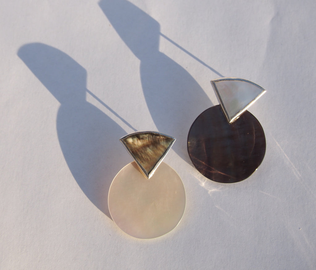 SUNRISE Earrings / Asymmetrical Mother of Pearl