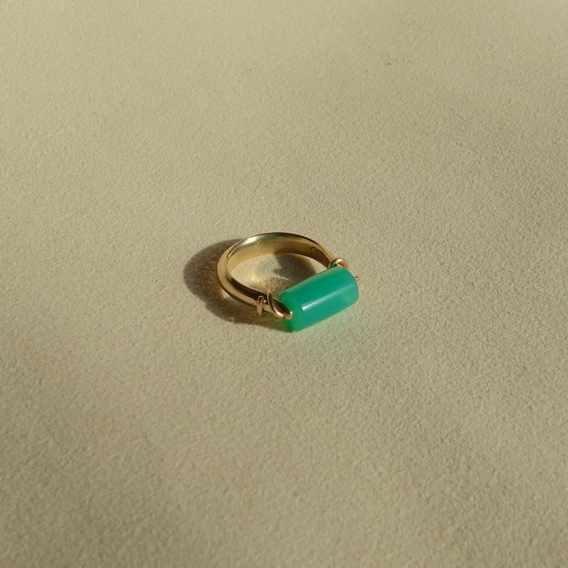 Lyre Ring - Solid Gold + Stone