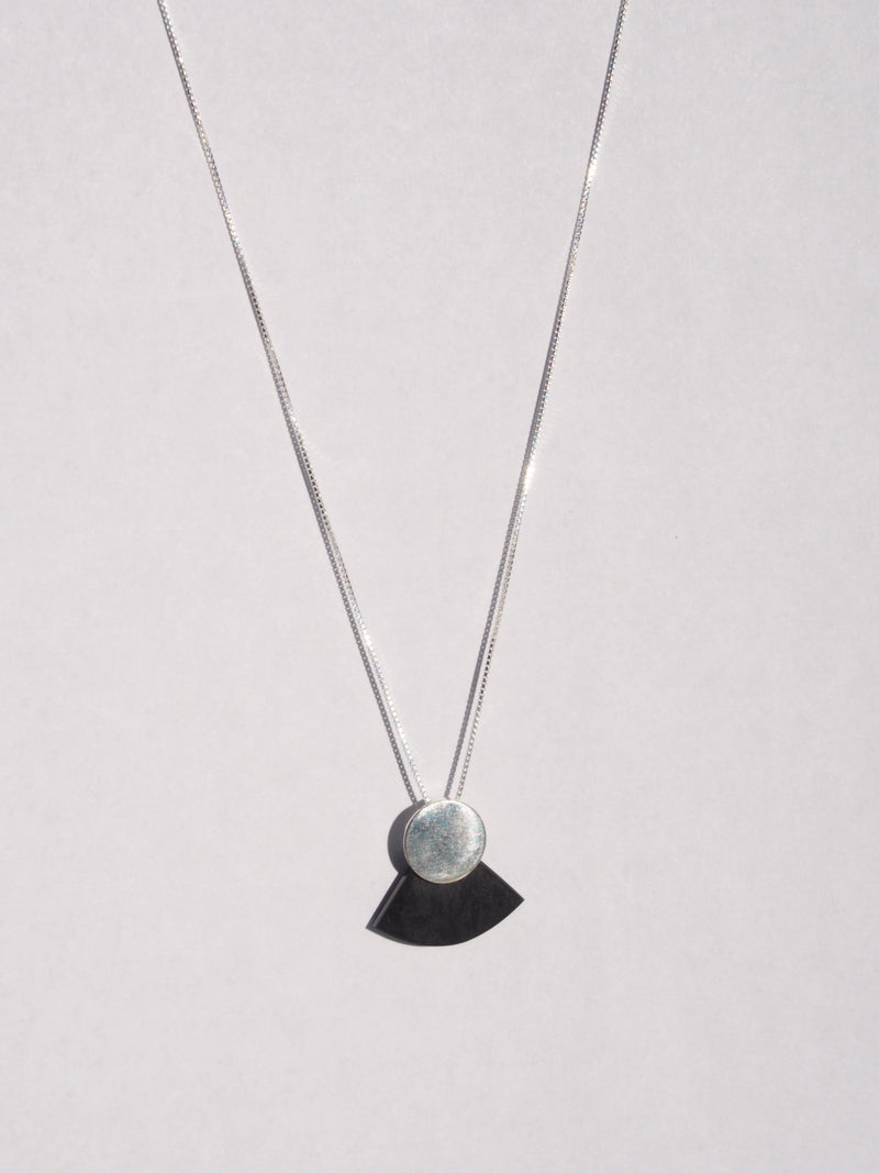 sterling silver black jade geometric necklace