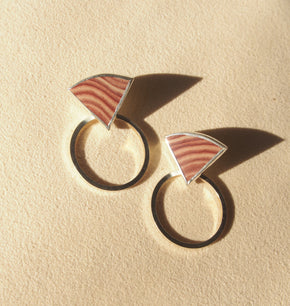 Sterling silver wonderstone jasper front facing hoop earrings