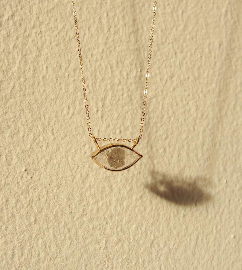 14k gold and lodolite quartz evil eye necklace
