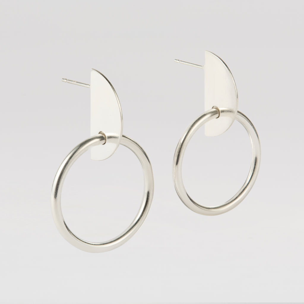 sterling silver geometric stud hoops
