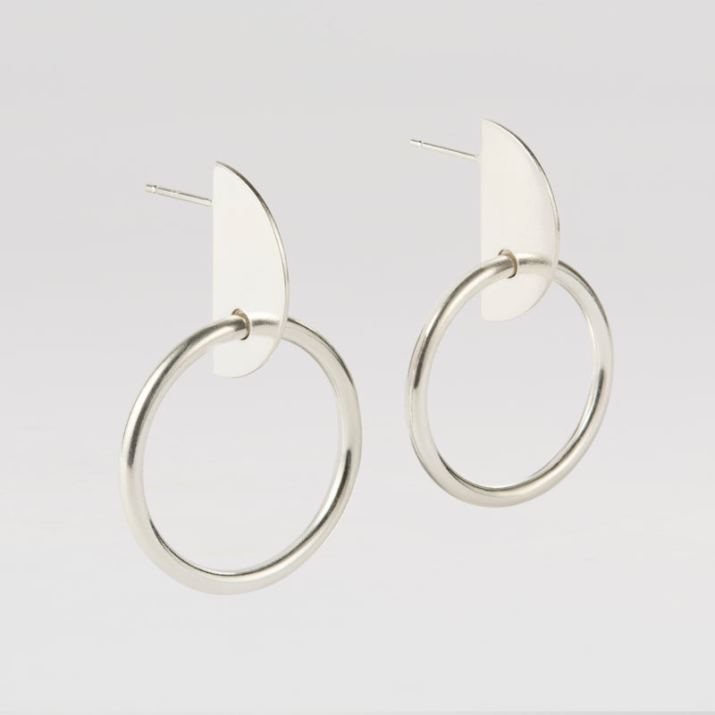 sterling silver geometric stud hoops 