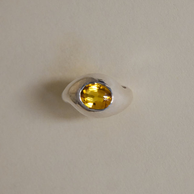 BELLY Ring / Sterling Silver + Citrine, Size 5
