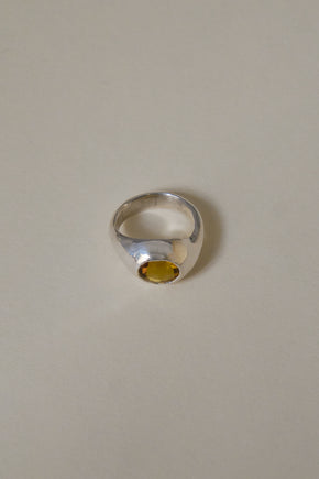 BELLY Ring / Sterling Silver + Citrine, Size 5