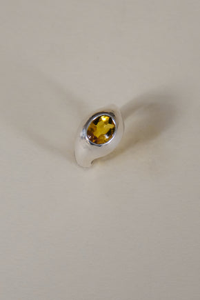 BELLY Ring / Sterling Silver + Citrine, Size 5