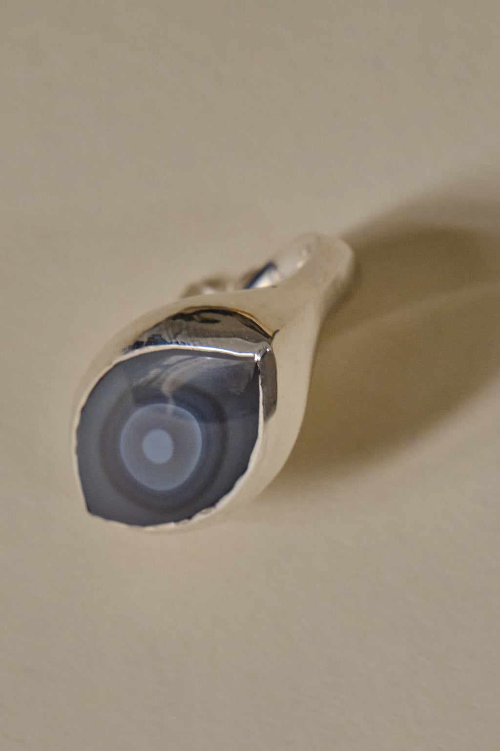 The Seeing Stone Ring / Grey Chalcedony, Size 7