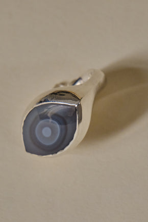 The Seeing Stone Ring / Grey Chalcedony, Size 7