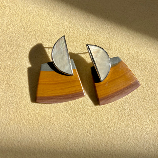 COLLAGE Earring / Mother of Pearl + Polychrome Jasper