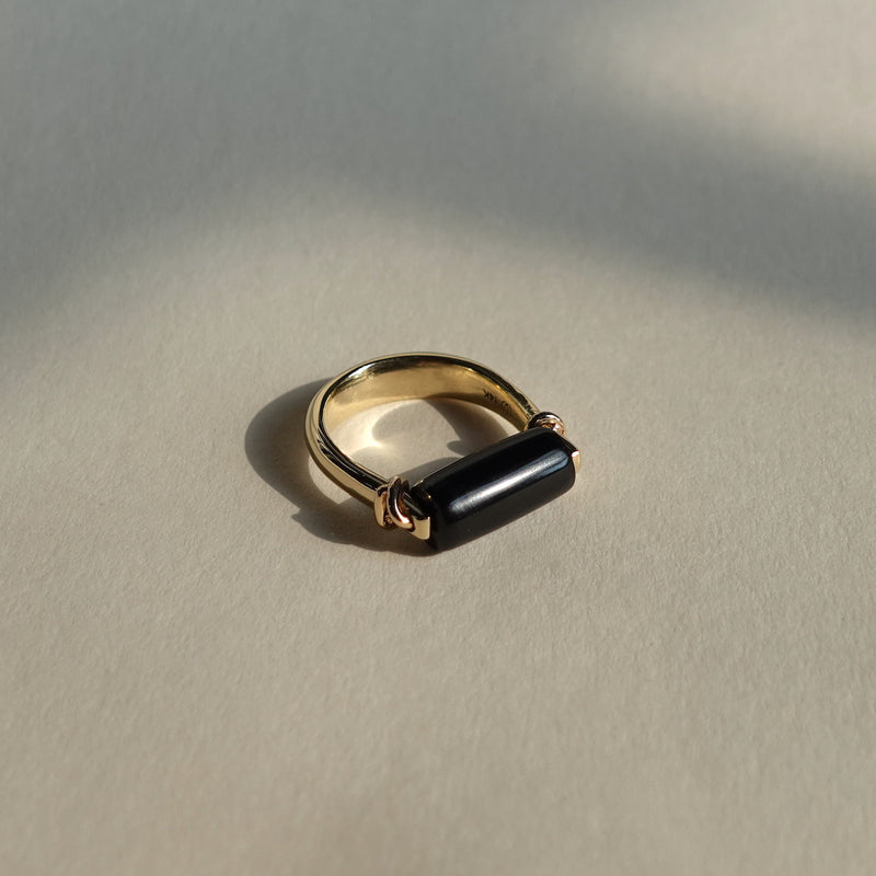 Lyre Ring - Solid Gold + Stone