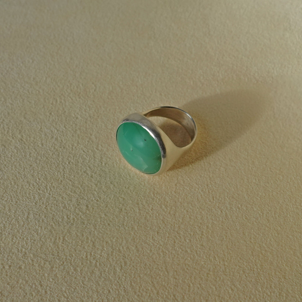 ECLIPSE Ring / Sterling Silver + Chrysoprase Size 8