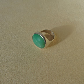 ECLIPSE Ring / Sterling Silver + Chrysoprase Size 8