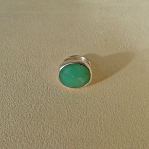 ECLIPSE Ring / Sterling Silver + Chrysoprase Size 8
