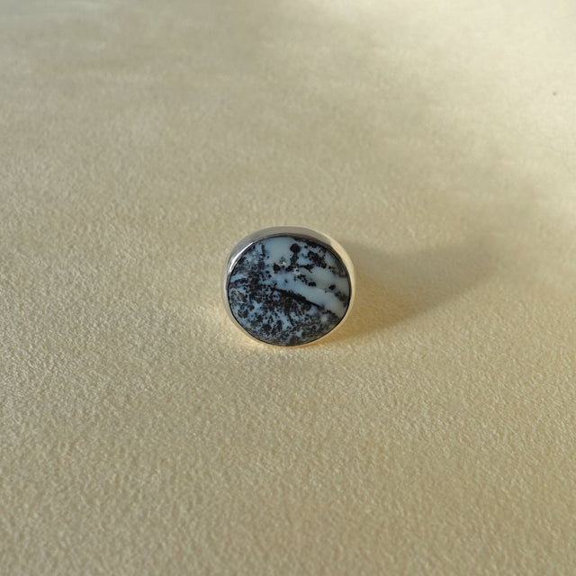 ECLIPSE Ring / Sterling Silver + Dendritic Agate Size 6.25