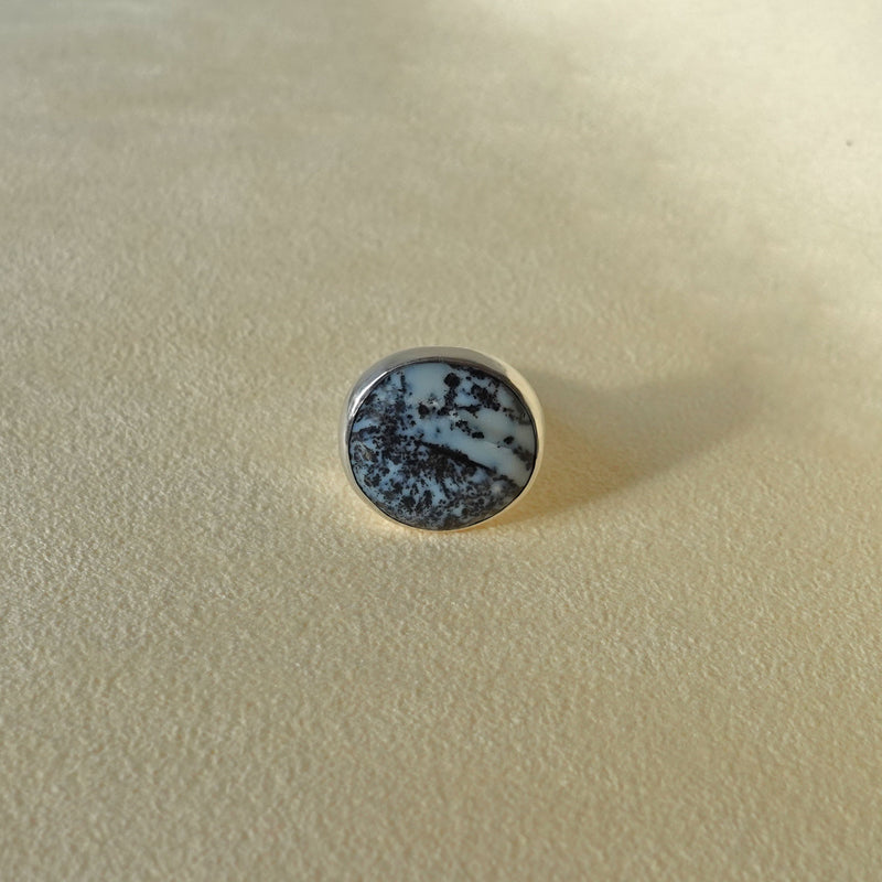 ECLIPSE Ring / Sterling Silver + Dendritic Agate Size 6.25