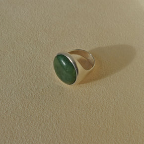 ECLIPSE Ring / Sterling Silver + Nephrite Jade Size 6