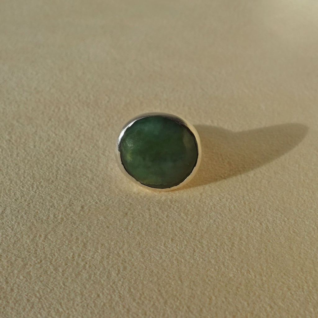 ECLIPSE Ring / Sterling Silver + Nephrite Jade Size 6