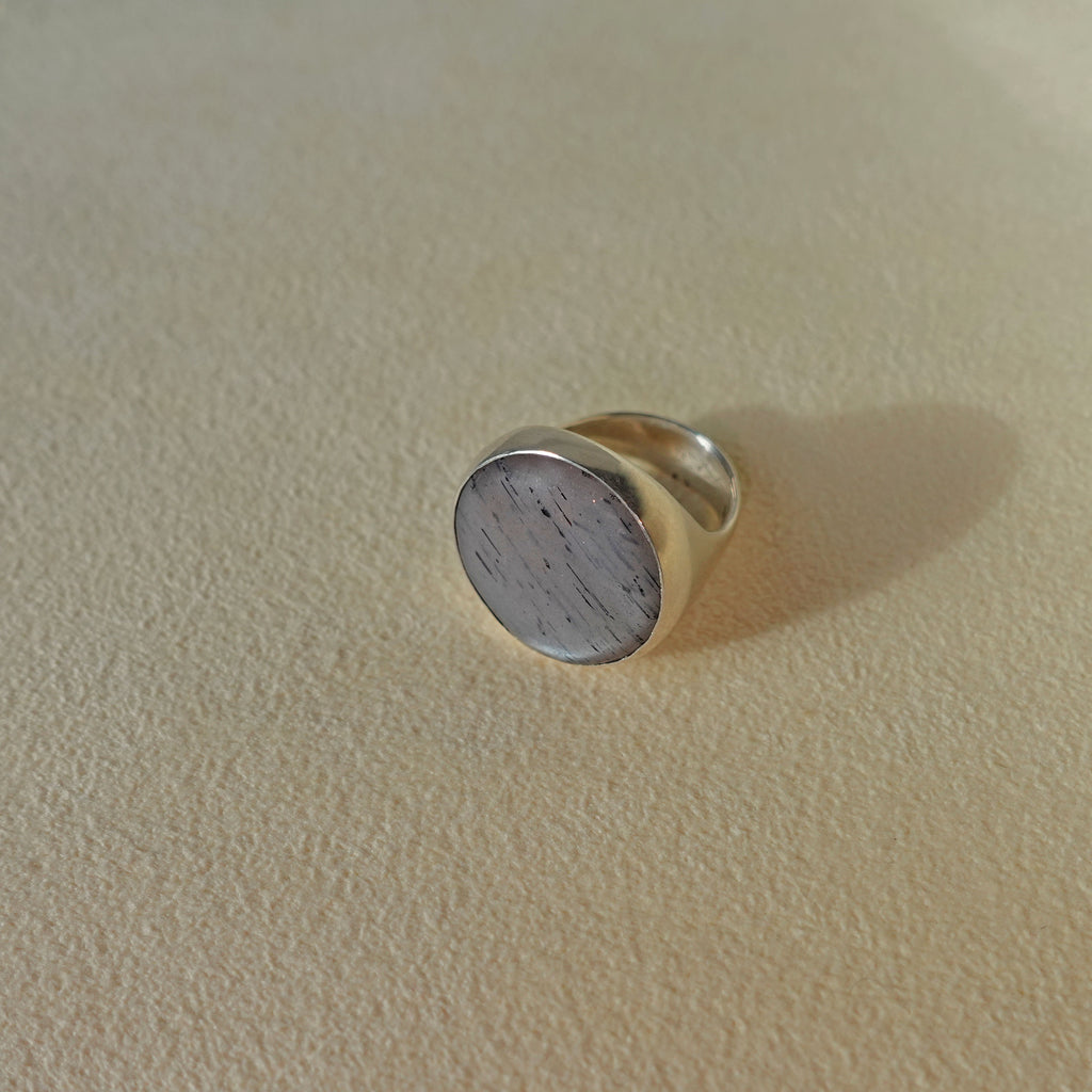 ECLIPSE Ring / Sterling Silver + Grey Moonstone Size 5