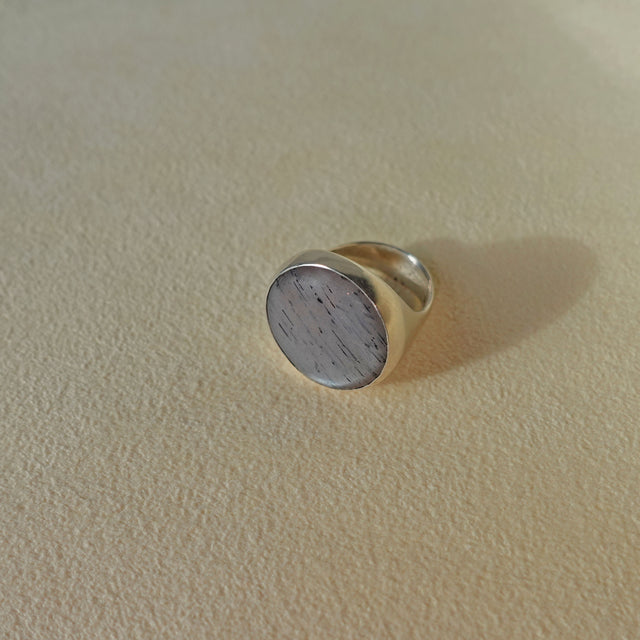 ECLIPSE Ring / Sterling Silver + Grey Moonstone Size 5