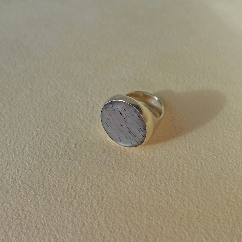 ECLIPSE Ring / Sterling Silver + Grey Moonstone Size 5