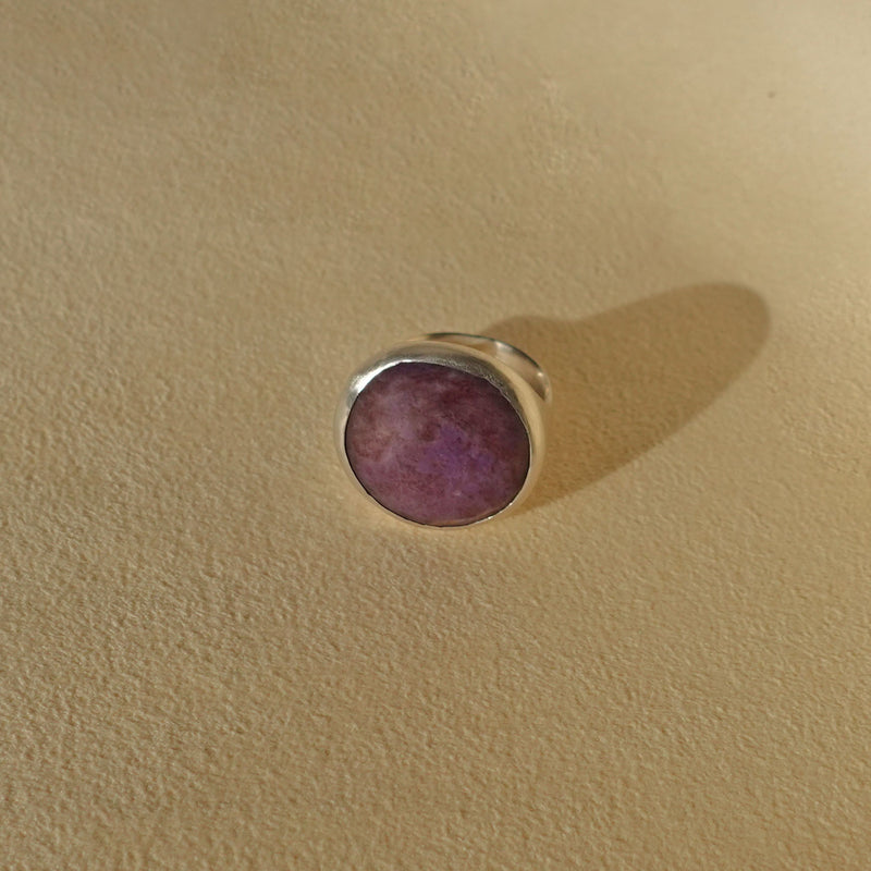 ECLIPSE Ring / Sterling Silver + Lavender Jadeite Size 7.25