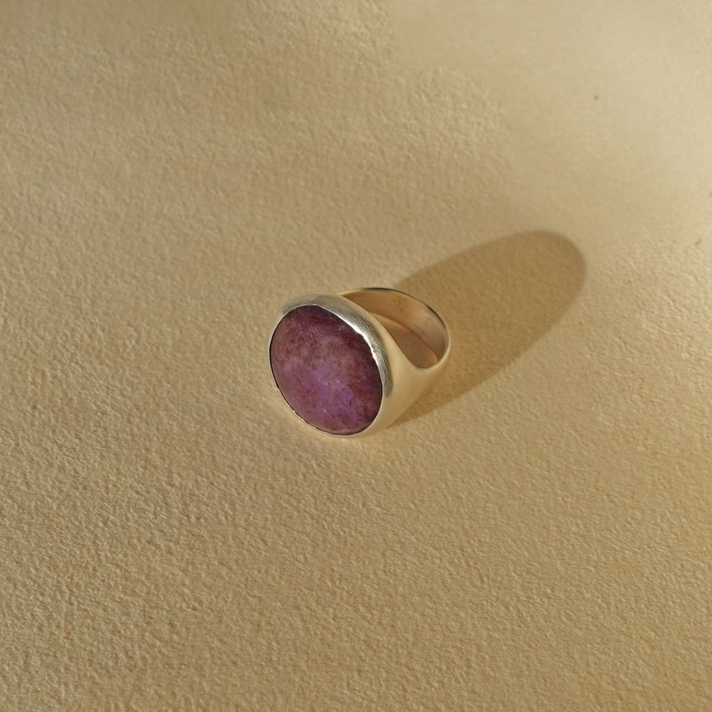 ECLIPSE Ring / Sterling Silver + Lavender Jadeite Size 7.25