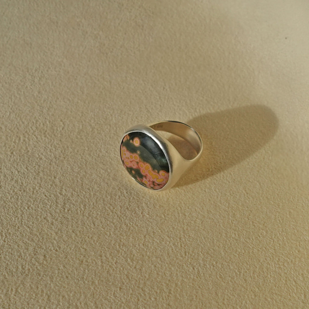 ECLIPSE Ring / Sterling Silver + Ocean Jasper Size 7