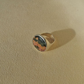 ECLIPSE Ring / Sterling Silver + Ocean Jasper Size 7