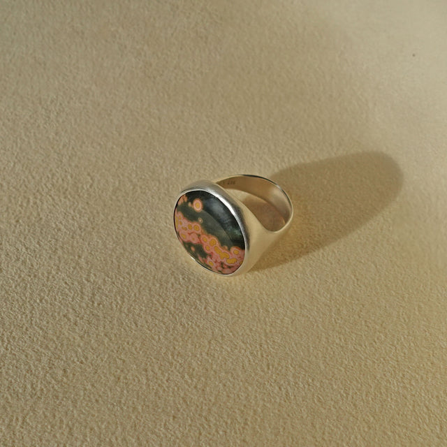 ECLIPSE Ring / Sterling Silver + Ocean Jasper Size 7
