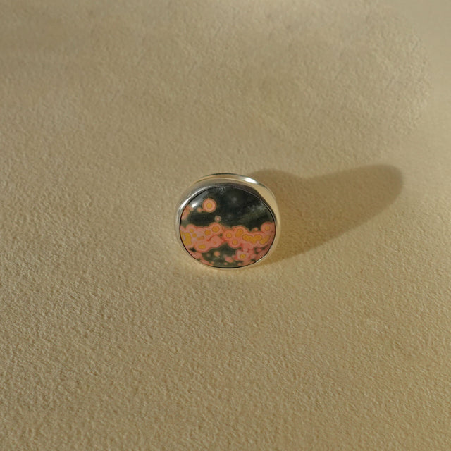 ECLIPSE Ring / Sterling Silver + Ocean Jasper Size 7