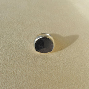 ECLIPSE Ring / Sterling Silver + Black Tourmaline Crystal Size 5