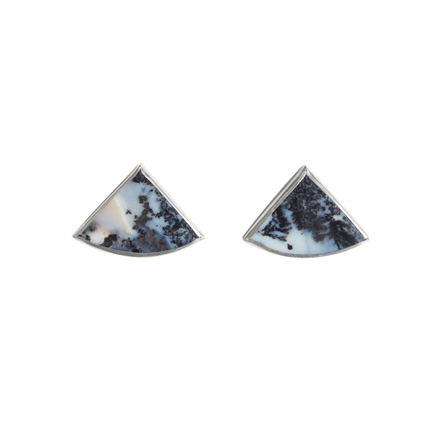 dendritic opal sterling silver earrings studs
