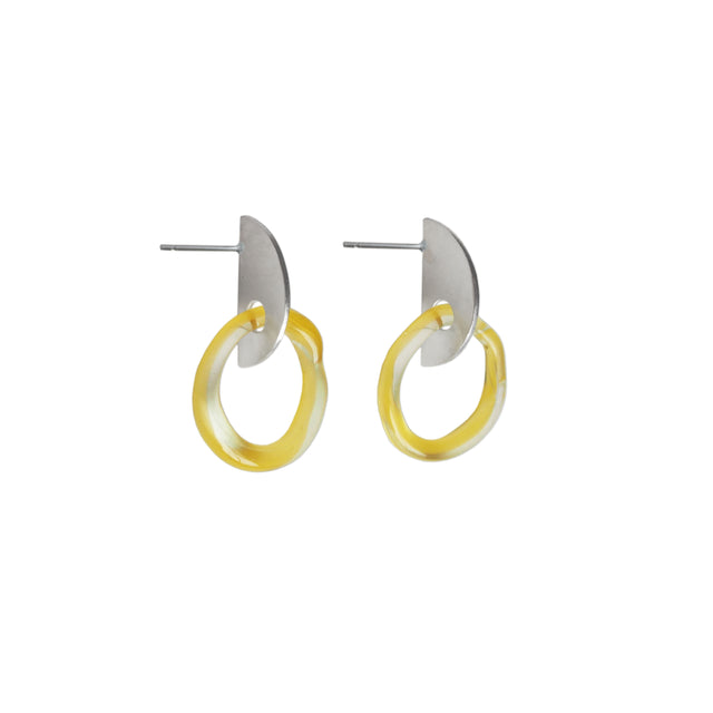 sterling silver and chartreuse glass everyday earrings