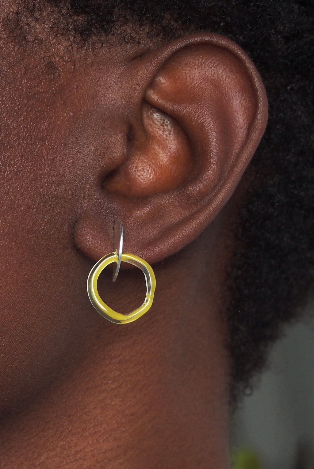 model image of sterling silver and glass hoop earrings