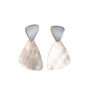 PENDULUM Earring / Blue Lace Agate + Mother of Pearl