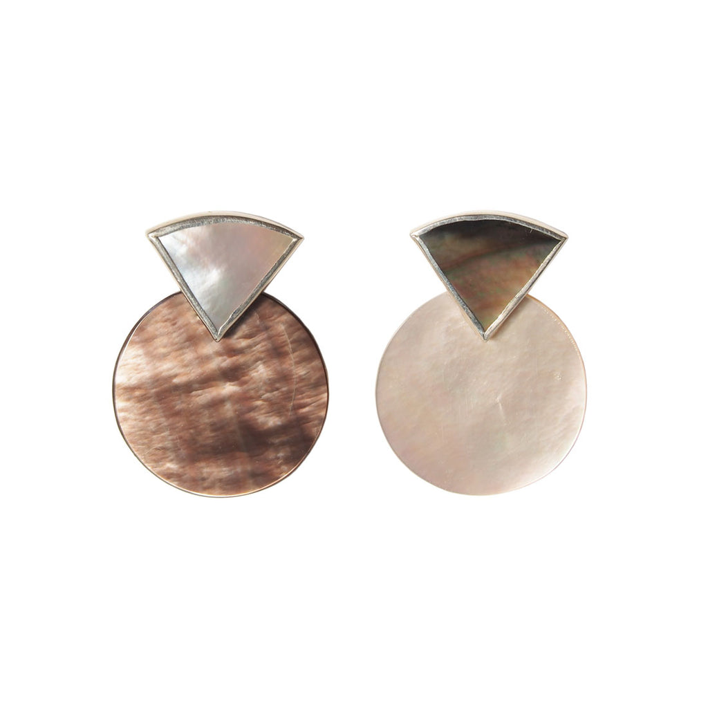 SUNRISE Earrings / Asymmetrical Mother of Pearl