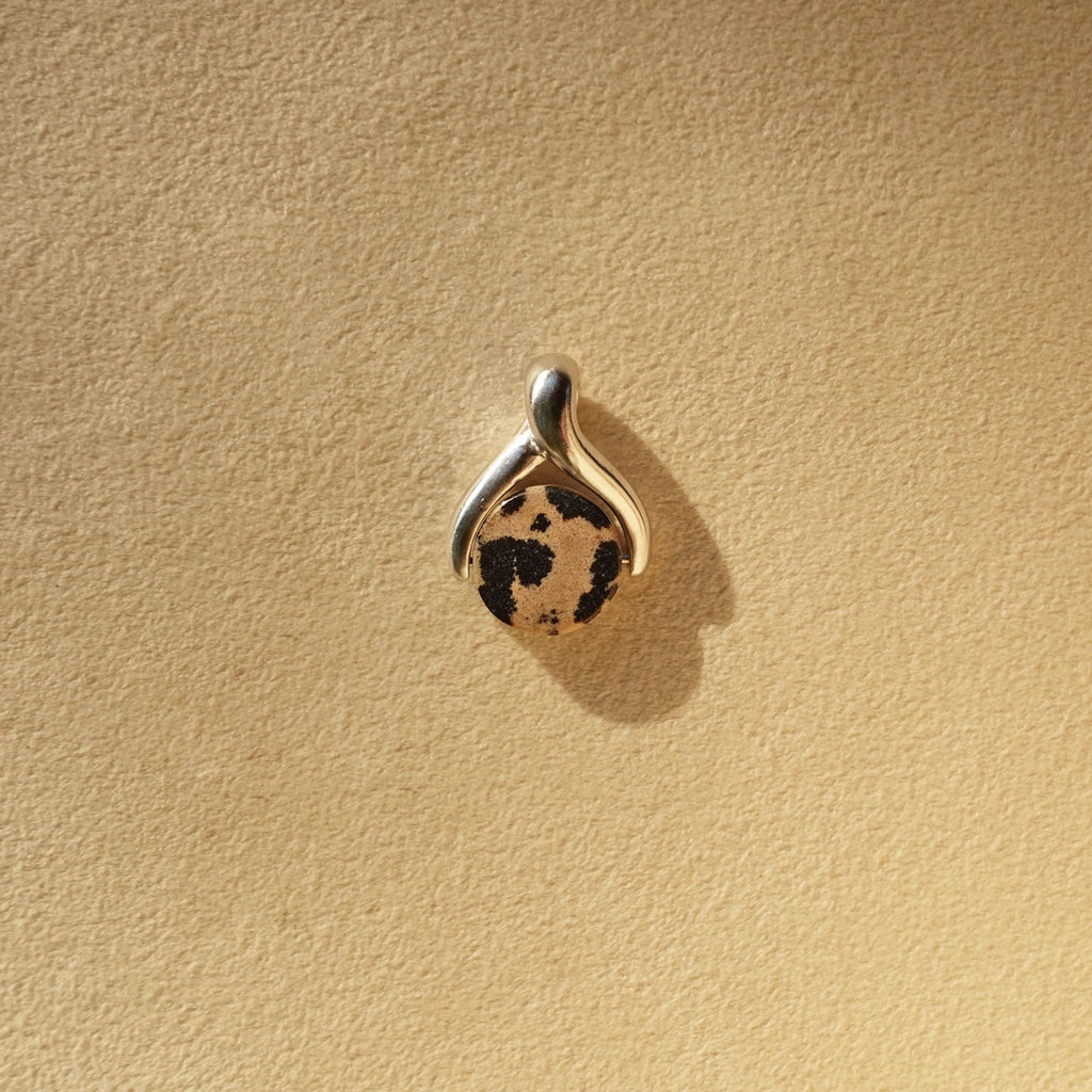 The Wishbone / Sterling Silver + Dalmatian Jasper