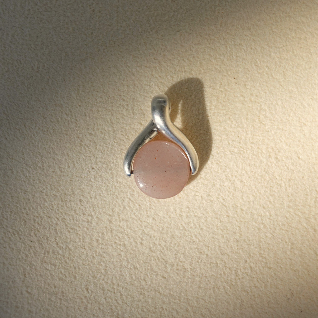 The Wishbone / Sterling Silver + Honey Moonstone