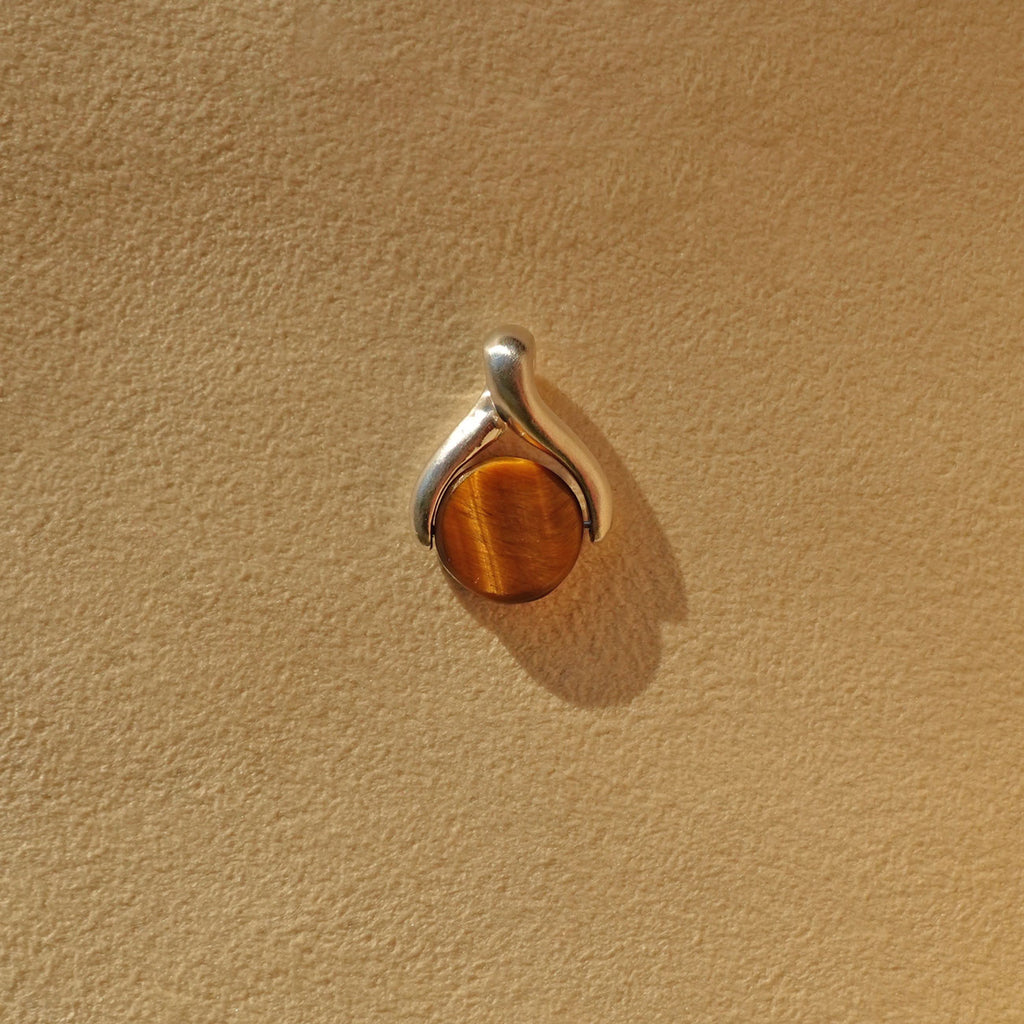 The Wishbone / Sterling Silver + Tiger's Eye