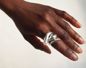 SERPENT Ring / Sterling Silver + Lagniappe Pearl