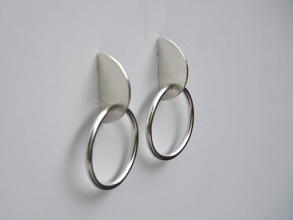 Slice Earring Sterling silver geometric hoop